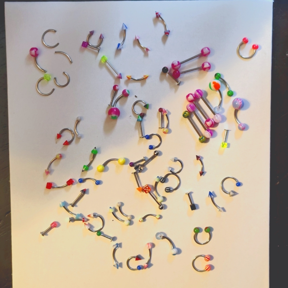 50+ piece lot body jewelry belly nose ring piercing